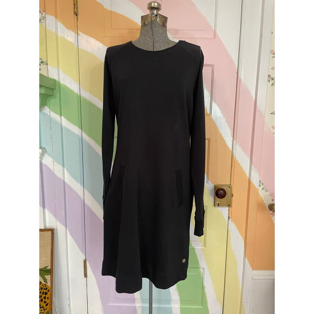 Lilly Pulitzer Black Sweatshirt Dress Long Sleeve Pockets Size L